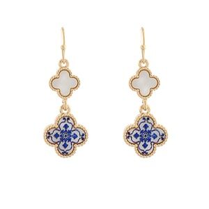 Colored Shell Clover 2 Drop Earrings